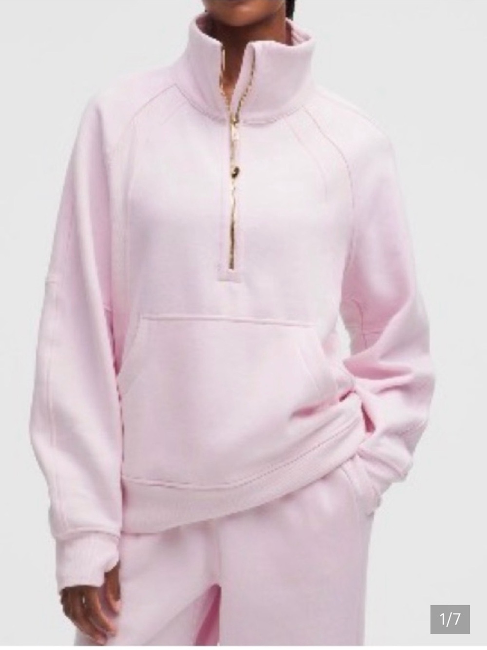Lululemon Scuba half zip M/L Strawberry Milkshake Gold Long like new!
